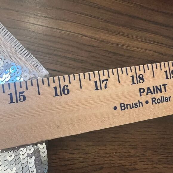 Zara. knit Swquined back 1-4 zip Dress Blouse. Special occasion. Silver. Size S - Picture 6 of 7